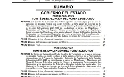 Tamaulipas, primero en publicar listas de las y los candidatos a integrar el Poder Judicial estatal
